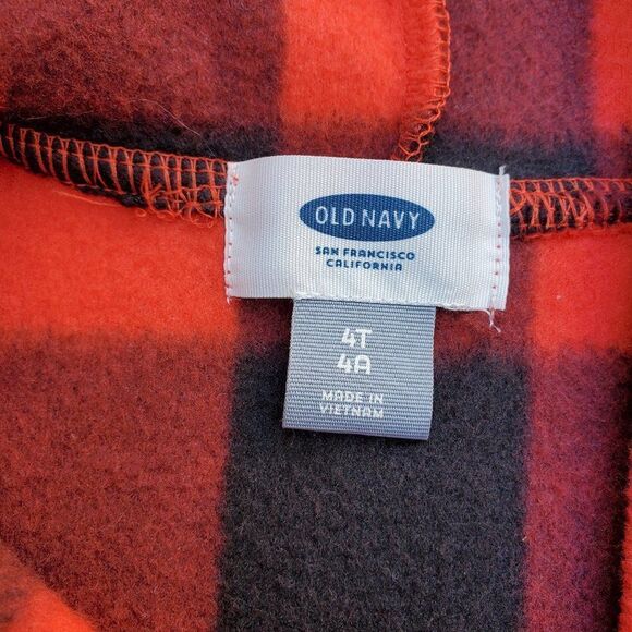Old Navy red and black buffalo plaid cape coat with hood - Picture 7 of 10